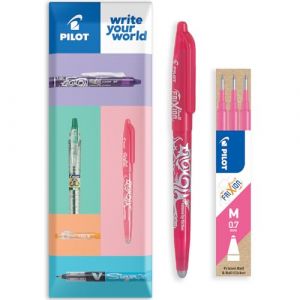 Pilot Frixion FR7 Lot de 1 stylo roller effaçable Heat/Friction Pointe moyenne 0,7 mm + 3 recharges Rose (OMGHC., neuf)