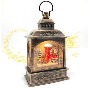 Lanterne Boule à Neige de Noël, illuminée et Musicale avec minuterie, Lanterne rotative du Père avec Projection, décoration de Scintillante, Cadeau (Père Noël + boîte aux Lettres) (Marsyu France Official, neuf)