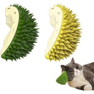Durian Jouets multifonctionnels, griffoir Durian pour chat, coque Durian massant et enlevant les poils flottants pour chat et chien (jaune + vert) (yiquanus, neuf)