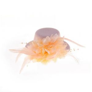 Lot de 4 mini chapeaux avec clip, petit chapeau, épingles à cheveux avec plumes, fleurs, bibi pour filles, fête à thème, carnaval, Halloween, orange clair (Wambere, neuf)