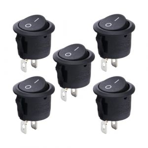 5 Pcs Interrupteur 12v,Bouton Poussoir Mini Interrupteur à Bascule Rond 2 Polig On/Off Light Switch 220v Noir Boutons,Encastrable Interupteur Connectée Appareils pour Voiture Marine Moto Ménagers (5) (CARTOLOGY DIRECT S.R.L., neuf)