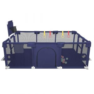 Parc Bebe,XXL Pliable Parc Modulable B&eacute;b&eacute; Avec Barrieres/Filets/Balle Oc&eacute;anique/4 poign&eacute;es,Playpen extra grand pour b&eacute;b&eacute;s et tout-petits,parc enfant,180 * 120 * 66 cm-bleu marine (Hechheu, neuf)