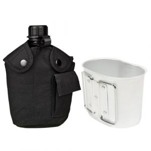 Ensemble de Gourdes Militaire, 1 L Bouilloire Militaire Portable, Cantine Camping en Aluminium avec Housse en Nylon pour Survie en Plein Air, Randonnée, Camping (Voda FR, neuf)