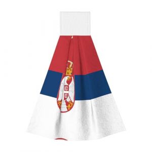 Lingettes absorbantes en velours corail Drapeau de Serbie – Serviettes à suspendre pour cuisine, salle de bain, camping, extérieur et plus encore (gaunjuhaodianpu, neuf)