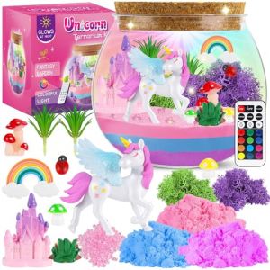 Kevsuvqin DIY Licorne Jouet Fille, Veilleuse licorne 13 Couleurs et T&eacute;l&eacute;commande, Terrarium Enfant pour Cadeau Fille 4-12 Ans, Activit&eacute; Manuelle Enfant comprend Ch&acirc;teau, Arc-en-ciel, Champignon (Dexcosut, neuf)