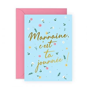 Central 23 Jolie carte d'anniversaire pour elle - C'EST TA JOURN&Eacute;E - Douce carte de voeux pour marraine - Carte d'anniversaire bleue pour femme - avec autocollants - 30 40 50 ans anniversaire (Central 23 ✌️, neuf)