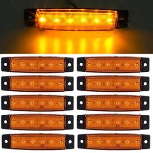 GSRECY 24V 6 LED Rouge/Blanc/Jaune/Vert/Bleu Camion Van Camion Trailer Side Marker Indicators Feux de position de cabine de camion (Jaune) (Ricoy, neuf)