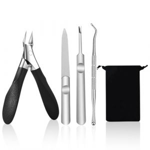 Anseom 4Pcs Coupe Ongle Set Professionnel Pince Coupe Ongle Kit Manucure et Pedicure pour Pied Ongle Épais et dur Incarné, Super Pointu Ncarnés Ciseaux Ongles - Noir (suchkawe, neuf)