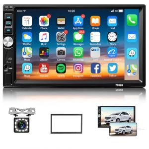 Autoradio 2 Din 7 Pouces Bluetooth Auto Radio &Eacute;cran Tactile Lecteur T&eacute;l&eacute;phone Android Miroir Lien FM Autoradio AUX TF/SD USB + Cam&eacute;ra de Recul Auto St&eacute;r&eacute;o Hodozzy Double Din Radio Voiture (Hodozzy Direct, neuf)