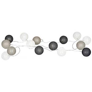levandeo Guirlande lumineuse à 15 boules LED en coton Gris/blanc (living-by-design, neuf)