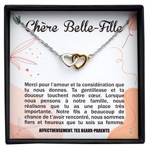 Collier Belle-Fille Message Personnel | Bijoux C&oelig;ur Entrelac&eacute;s Tilove Fran&ccedil;ais | Cadeau &Eacute;motion Garantie + Bo&icirc;te | Pendentif Acier Chirurgical Personnalis&eacute; (MODACODE FR, neuf)