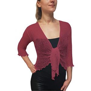 Mimosa Mesdames Femme Boléro au Crochet Briller en Dentelle Plaine Etendue Résille Cardigan Haussement D'épaules (Taille Unique, Rasberry) (Evoque, neuf)