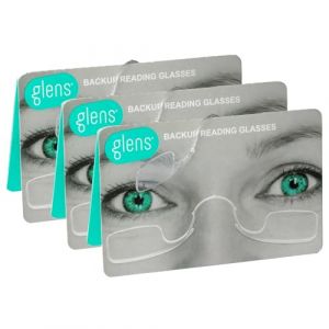 glens Mini lunettes de lecture | Lunettes de lecture + 3.0 en pack classique | Lot de 3 lunettes de lecture antidérapantes pour homme et femme | Lunettes d'urgence sans bras au format de poche | (glens glasses, neuf)