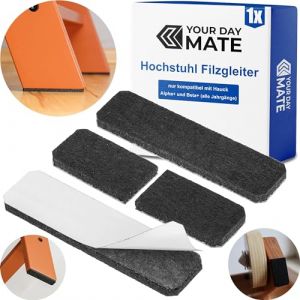 Patin en Feutre pour Chaise Haute, 1 Set, Compatible avec Hauck Alpha+ et Beta+ Chaise Haute pour Enfant avec roulettes, en Noir, à Coller, Patin en Feutre Pied de Chaise Alpha Beta Plus (spreewaelder-hofladen, neuf)