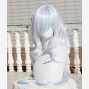 Perruque cosplay, Perruque de cosplay Genshin Impact Furina bleu d&eacute;grad&eacute; argent&eacute; avec bonnet de perruque 2 pi&egrave;ces (SHANYa, neuf)