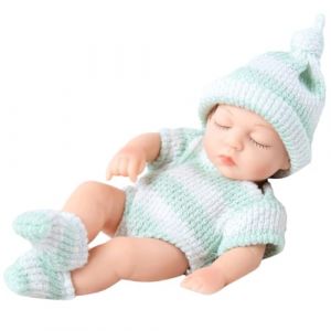 JAWSEU Poup&eacute;es Bebe, 18cm Bebe Reborn Silicone Poup&eacute;e B&eacute;b&eacute; Reborn Poupee Reborn Fille Realiste Nouveau-N&eacute; avec V&ecirc;tements Lavable Poupee Reborn Endormie Jouet Cadeau pour Enfant Fille Gar&ccedil;on (Haptre, neuf)