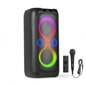 Fenton Core130 Enceinte Bluetooth Lumineuse - 180 Watts, Batterie Longue Autonomie 12H, Facile à Transporter, Micro Filaire & Télécommande Inclus, Idéale pour Toutes Vos Soirées et Les Karaokés (Sono Matériel, neuf)