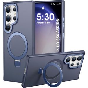 HuwaiH Coque pour Samsung Galaxy S23 Ultra, Magnétique Robuste Anneau de Support Invisible, Protection Militaire, étui Antichoc pour Samsung S23 Ultra(Bleu Marine) (Zhimingeu, neuf)