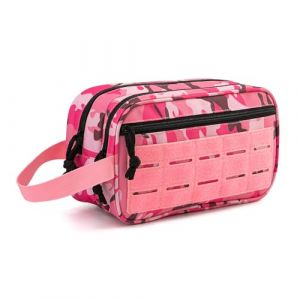 QT&QY Trousse de Toilette Tactique pour Hommes - Sac hygiène EDC, Outil Militaire avec Poches Molle, Petite Trousse Dopp pour Voyage, kit de Rasage Homme et Sac de Douche Nomade (Panda Outdoor Explorer-FR, neuf)