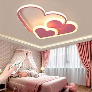 Plafonnier Pour Chambre D'enfant LED Plafond En Forme De Coeur Chambre De Bébé Moderne Décoration De La Maison Créative Fille Garçon Télécommande Dimmable Princesse Pendentif Lumière Salon,52cm(37w) (YZSJ, neuf)