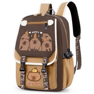FCXVXCL Capybara Sac &agrave; Dos Enfant, Cartoon Sacs Scolaires Sac d'&eacute;cole Sacs Scolaires pour &Eacute;tudiant Outdoor Voyage &Eacute;cole Sortie de Printemps Daypacks Imperm&eacute;able 46x29x16cm (YODUEXS, neuf)