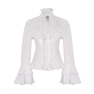 NaLatia Chemise Victorienne pour Femme Gothique Steampunk Chemisier &agrave; Volants Vintage Manches Longues Haut Blouse Chic et &Eacute;l&eacute;gant Renaissance Pirate Top Soir&eacute;e Bal Party Printemps &Eacute;t&eacute; Mode (GUnakd, neuf)