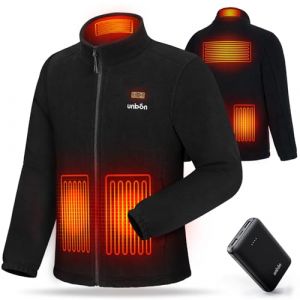 UNBON Veste Chauffante Homme, Veste Polaire Chauffante Homme avec Batterie USB 10000mAH, Manteau Chauffant 3 Temp&eacute;ratures 6 Zones de Chauffe, Blouson Chauffant Manche Longue pour Moto Travail Noir XXL (Yuguo FR, neuf)