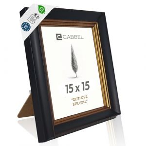 CABBEL Cadre Photo Vintage Noir-Or 15x15 cm AVI &ndash; Cadre Carr&eacute; Style Baroque Antique, Orn&eacute; d&rsquo;Ornements, Cadre Classique pour Photos & Affiches, D&eacute;coration Murale &Eacute;l&eacute;gante pour Salon (Seller4Ever, neuf)