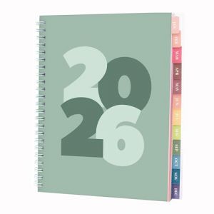 Rileys Agenda Journalier 2026, Planner 2026 Scolaire et Familial, Semainier et Planificateur Hebdomadaire Mensuel, Agenda Professionnel &agrave; Spirale pour Fille (Chunky, Vert, 20 x 15 cm, Fran&ccedil;ais) (MAU Brands - Europe, neuf)