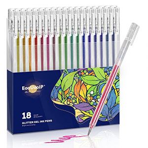 EooUooIP Stylo Gel Paillette,18 Stylos Stylo Paillette, Stylos à Bille à Encre Gel, avec Encre à Séchage Papide Ensemble de Stylos Gel Rétractables,pour Livres à Colorier (Milaski, neuf)