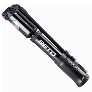 BETO Mini pompe &agrave; v&eacute;lo avec valves Presta/Schrader, 300 PSI Pompe &agrave; air de v&eacute;lo HI-P/HI-V double lune pour v&eacute;lo de route, VTT, BMX - Noir (BikeAroundEurope, neuf)