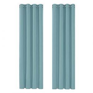 Deconovo Rideaux Occultant Isolant Thermique Anti Froid, Design Moderne à Oeillets, Rideaux pour Salon et Chambre, 140x180 CM (Largeur x Hauteur), Bleu Ciel, 2 Pièces (Deconovo-Home, neuf)