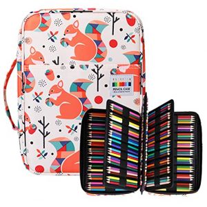 JAKAGO Trousse Crayon de Couleur 220 Grande Trousse Scolaire avec Poign&eacute;e Solide,Portable &eacute;tanche Sac a Crayon Id&eacute;al pour Excellent Cadeau Femme/Homme/&eacute;tudiant/Artiste (Squirrel) (Jakago EU, neuf)