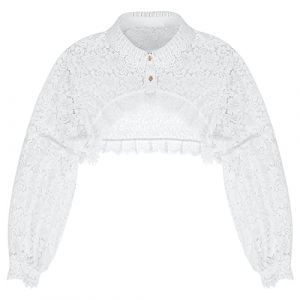 XEPST Faux Col Détachable Chemisier Crop Top Femme, Col Chemisier Femme Amovible, Top Court à Faux Col Demi Chemise Femme, Chemisier Femme Col Montant (XEPST, neuf)