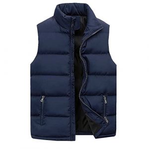 Wenlzhnb Doudoune Gilet Sans Manches Homme en Hiver Veste Chaude L&eacute;g&egrave;re Manteau Epais de Couleur Unie Homme Blouson Zipp&eacute;e Casual Chaud Matelass&eacute;e Rembourr&eacute;e Veste (Navy, XXXL) (Zwlhuiknb, neuf)