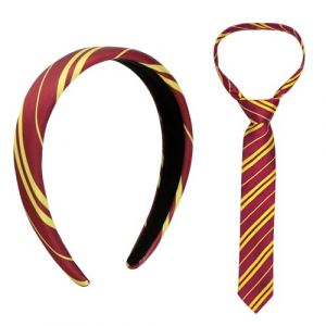 Set de 2 Sorcier Accessoire Cravate et Bandeau, Rouge et Jaune Rayures Cravate, D&eacute;guisements Accessoires pour Cheveux, Costume de Magicien Deguisement pour Halloween F&ecirc;te Carnaval Party No&euml;l (JUGE-Direct, neuf)