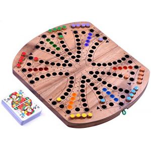 LOGOPLAY Tock pour 4 ou 6 joueurs - Jeu de société avec cartes à jouer - Jeu de plateau en bois avec plateau de jeu pliable. (logoplay-holzspiele, neuf)