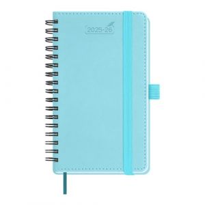 BEZEND Petit Agenda 2026 de Poche Spirale 15.5 x 9cm Agenda Scolaire Professionnel 2026 Semainier A6, 18 Mois Du Juillet. 25 &agrave; D&eacute;c. 26, Couverture Souple en Cuir PU - Bleu ciel (Bezend, neuf)
