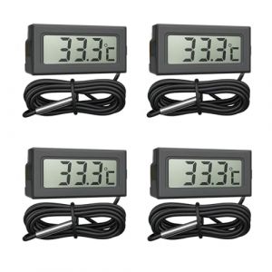 4 Mini Thermom&egrave;tre Num&eacute;rique, Thermom&egrave;tre Digital LCD Moniteur de Temp&eacute;rature avec 1m Sonde Externe pour Reptiles R&eacute;frig&eacute;rateur Cong&eacute;lateur R&eacute;frig&eacute;rateur Aquarium Incubateur Volaille (LiYouZhiXiang, neuf)