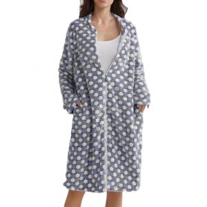 ORANDESIGNE Peignoir de Bain Femme Court Robe de Chambre Polaire Peignoir Polaire Peignoirs Hiver Robe Peluche avec Fermeture éclair A Bleu M (ORANNER EU, neuf)