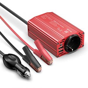 BESTEK Convertisseur 12V 220V 300W Onduleur Métal Chargeur Allume-Cigare Transformateur de Courant pour Voiture avec 1 AC Prise et 2 Ports USB 2,4 A et Clip de Batterie (keruida eu Direct, neuf)