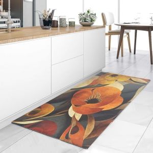 HomeLife Anro Tapis de cuisine en PVC lavable et antid&eacute;rapant - 52 &times; 120 cm - En PVC - Pour cuisine, couloir et salle de bain - Pour entr&eacute;e int&eacute;rieure et ext&eacute;rieure - Design coquelicot (HomeLife Italy, neuf)