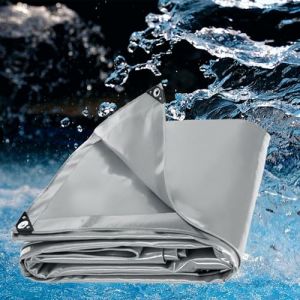 LDQBF B&acirc;che de Protection Multi-usages, 1.5x2.5m 520g/m&sup2; PVC Bois Multi-usages Anti-Pluie Imperm&eacute;able Tapis de Sol Camping Abri de Randonn&eacute;e pour Pique-Nique Plage Gris (MMoLy Just be yourself, neuf)