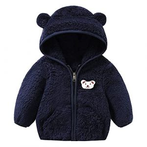 Veste Polaire Bebe Garcon 0-24 Mois Hiver Chaud Manteau Bebe Fille Capuche Oreille de Ours Mignon Blousons garçon Peluche Leger Doux Pull Sweat zippé Vetement Bebe Naissance (Navy, 18-24 Mois) (Huttam, neuf)