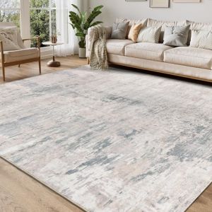 Homcomodar Tapis Salon Gris 160x230cm Poil Ras Tapis Boheme Lavable en Machine Moquette Chambre Doux Tapi Salle a Manger Antid&eacute;Rapant Tapis Sol Anti Derapant Carpet Rug (Borlans, neuf)