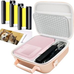 Compatible avec Canon Selphy CP1500 CP1300 CP1200 et &eacute;tui rigide KP-108IN KP108 3 cartouches d'encre couleur et 108 feuilles de papier photo 4 x 6 et &eacute;tui or rose pour Selphy CP1500 CP1300 CP1200 (CRTBOTW Store, neuf)