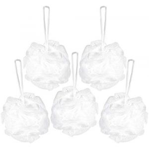 BRUBAKER Cosmetics - Fleur de bain & douche - Lot de 5 - &Eacute;ponge exfoliante - Qualit&eacute; sup&eacute;rieure - Nylon - Blanc (BRUBAKER (Der Schnellversender!), neuf)