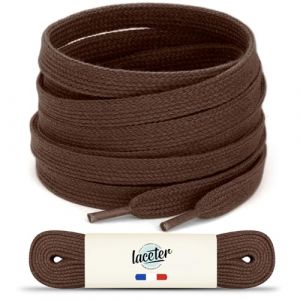 Laceter Lacets Plats Premium en Coton pour Baskets - Lacet de Remplacement pour chaussures de Sport et Sneakers ou pour Enfants - &Eacute;paisseur 8mm - Compatible avec Converse, Nike - Marron fonc&eacute;, 120 cm (Lace'ter, neuf)