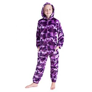 CityComfort Combinaison Pyjama Enfant, Grenouillère Surpyjama en Polaire, Combi Pyjama Enfant Garcon Fille Ado Gamer, Onesie Tout Doux Pilou Pilou 7-14 Ans (Violet Camo, 11-12 Ans) (Get Trend., neuf)