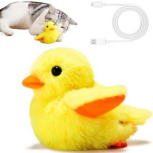 Pipihome Jouet Chat Interactif, Jouet Chat Rechargeable par USB, Jouets Canard Peluche pour Chats, Jouet pour Chat Interactif Electronique avec Sons Canard de R&eacute;aliste, Jouet Interactif pour Chat (muyushiye, neuf)